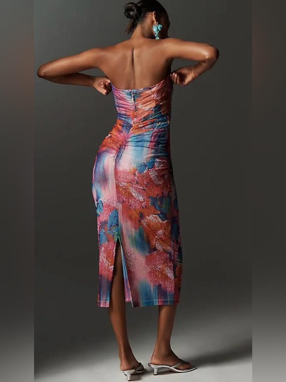 NWT Anthropologie Soleil Strapless Ruched Mesh Dress - Picture 4 of 16